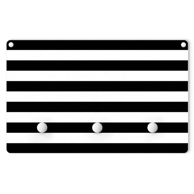 Cabide de parede Horizontal Stripes Black And White