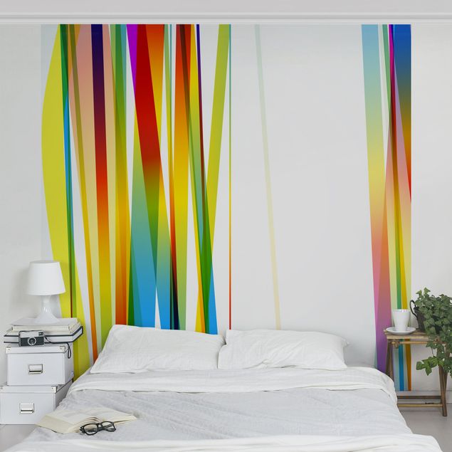 Papel de parede riscas Rainbow Stripes