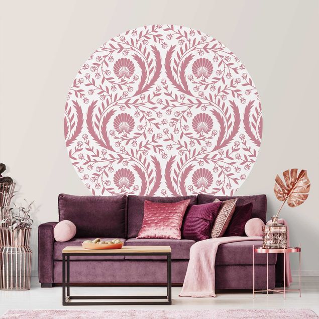 Papel de parede ornamental Tendrils with Fan Flowers in Antique Pink