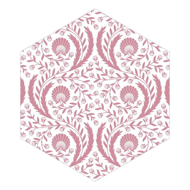 papel parede rosa Tendrils with Fan Flowers in Antique Pink