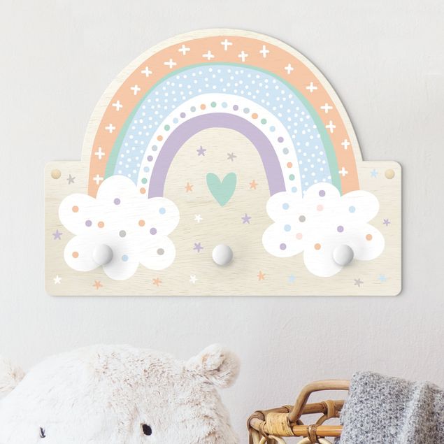decoração para quartos infantis Rainbow With Clouds Pastel