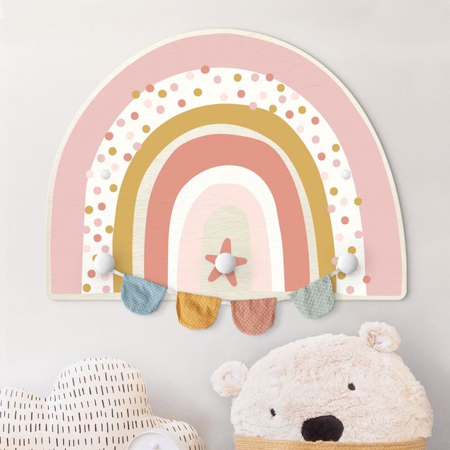 decoração para quartos infantis Rainbow Dots Star Pink