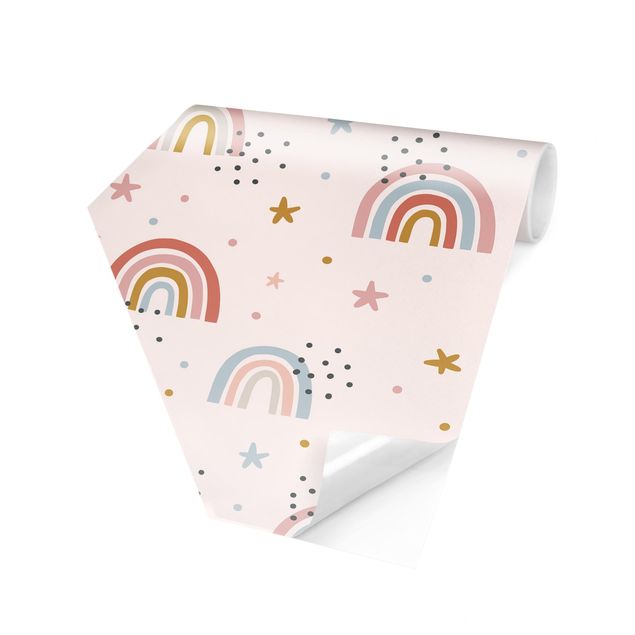 papel de parede moderno Rainbow World With Stars And Dots