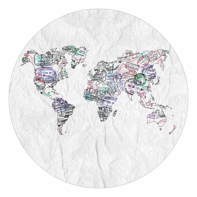 Papel de parede branco Passport Stamp World Map