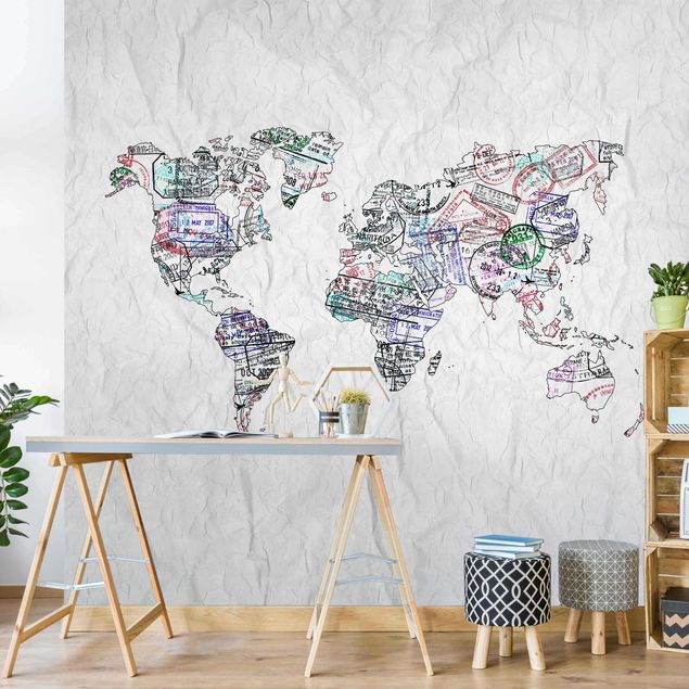 papel de parede mapa mundo Passport Stamp World Map