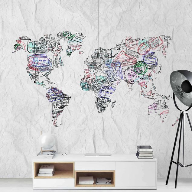 papel de parede em branco Passport Stamp World Map