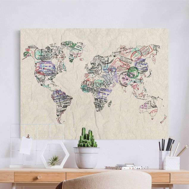 decoraçoes cozinha Passport Stamp World Map