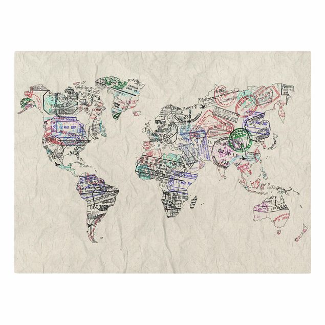 Quadros decorativos Passport Stamp World Map