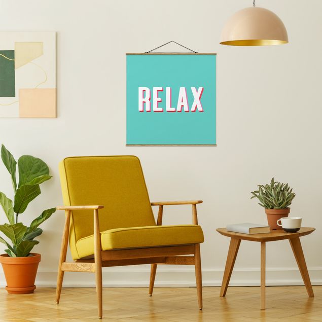 quadros decorativos para sala modernos Relax Typo On Blue
