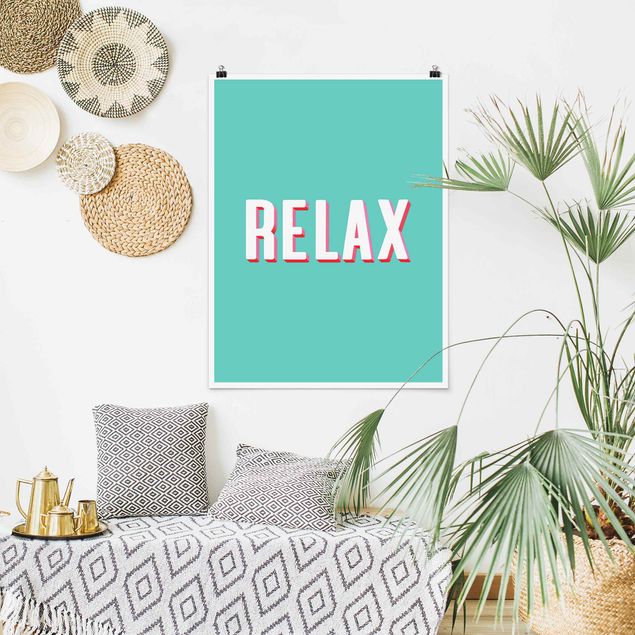 Posters frases Relax Typo On Blue