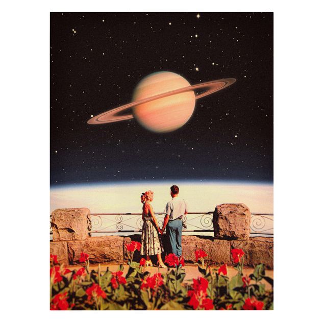 Quadros pretos Retro Collage - Love In Space