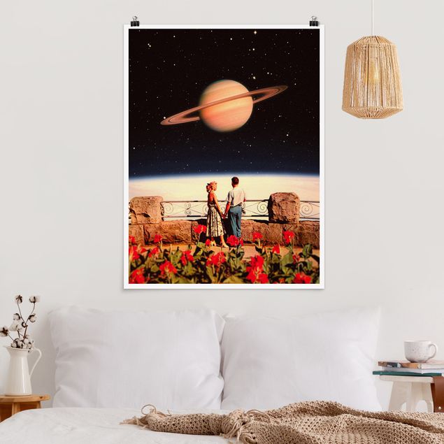 Posters flores Retro Collage - Love In Space