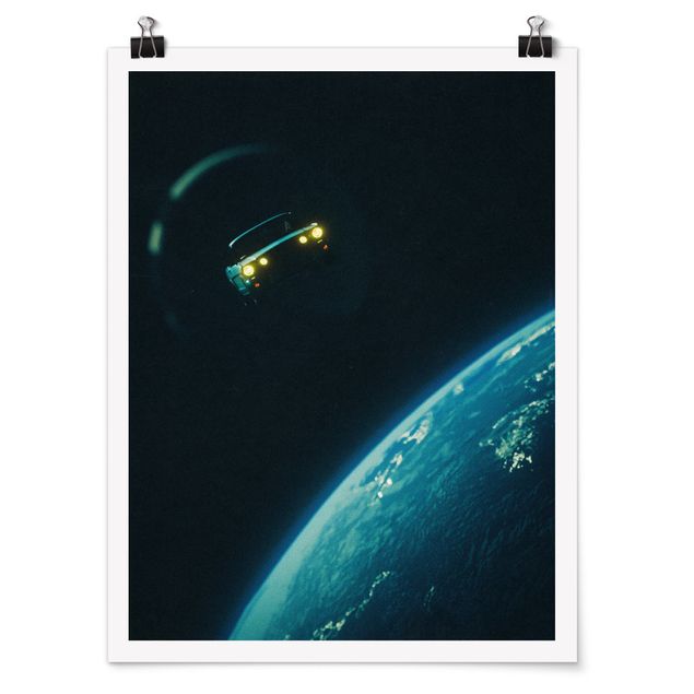 Quadros pretos Retro Collage - Road Trip Through Space