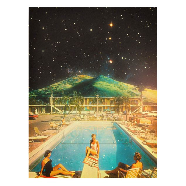 Quadros pretos Retro Collage - Space Pool