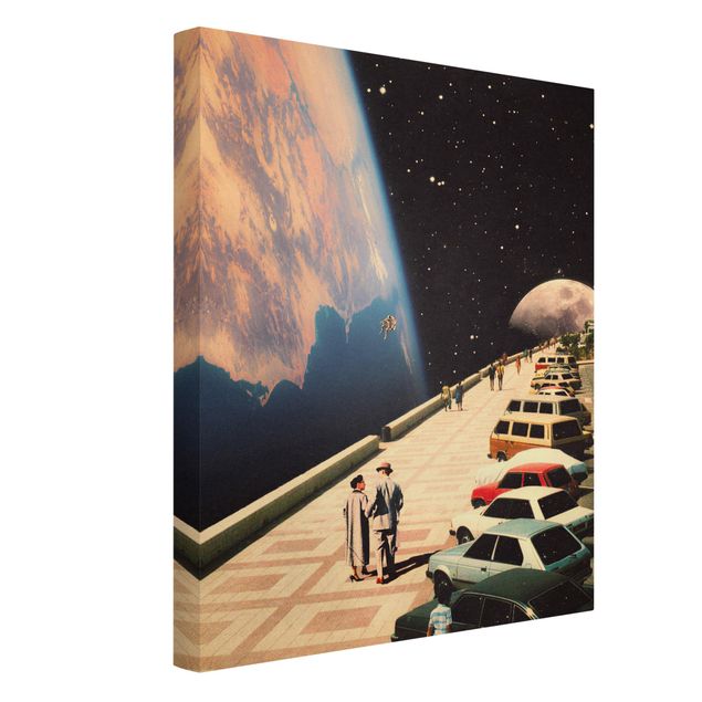 quadros modernos para quarto de casal Retro Collage - Boardwalk In Space