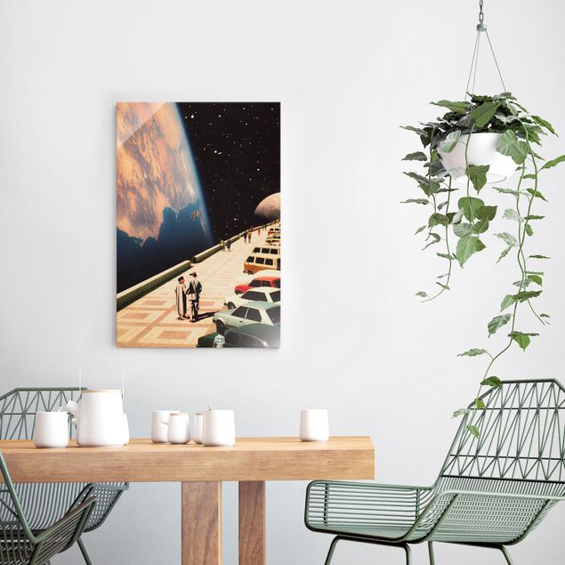 quadros decorativos para sala modernos Retro Collage - Boardwalk In Space