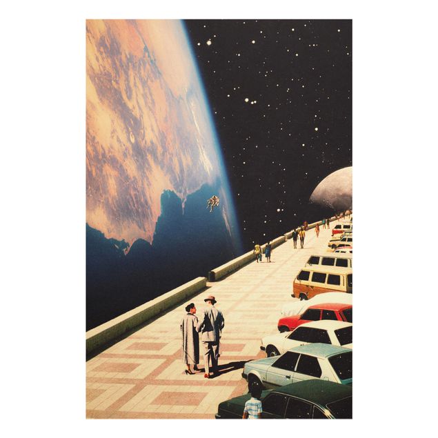 Quadros pretos Retro Collage - Boardwalk In Space