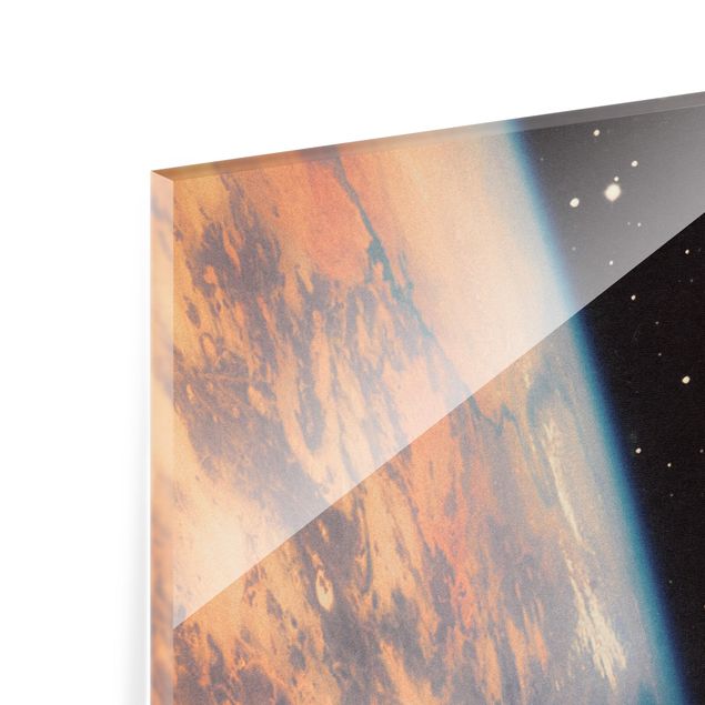 quadro em vidro Retro Collage - Boardwalk In Space