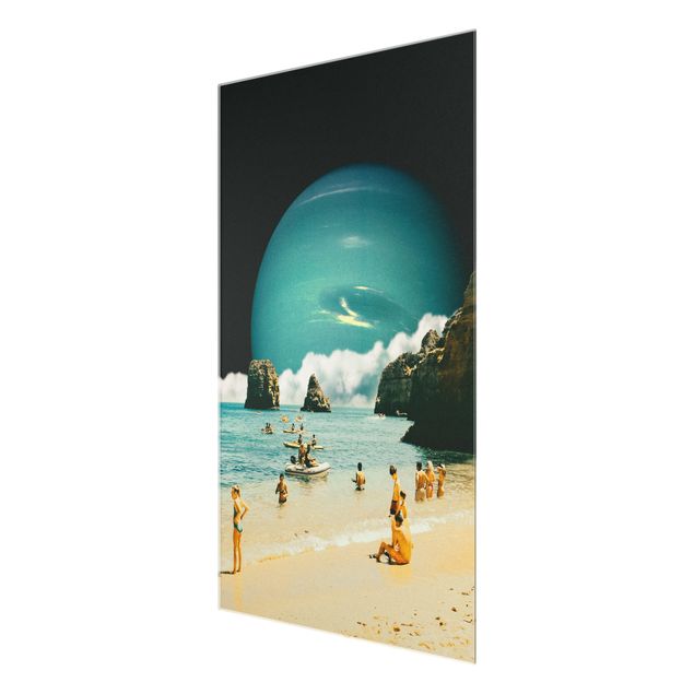 Quadros em vidro praia Retro Collage - Space Beach