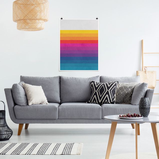 quadros modernos para quarto de casal Retro Rainbow Stripes