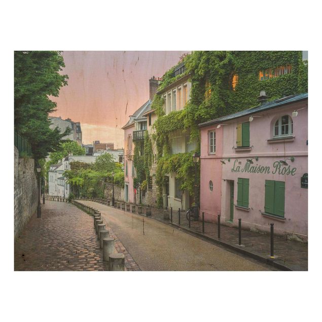 Quadros em madeira paisagens Rose Coloured Twilight In Paris
