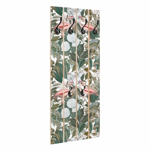 Quadros de Andrea Haase Pink Flamingos With Leaves And White Flowers