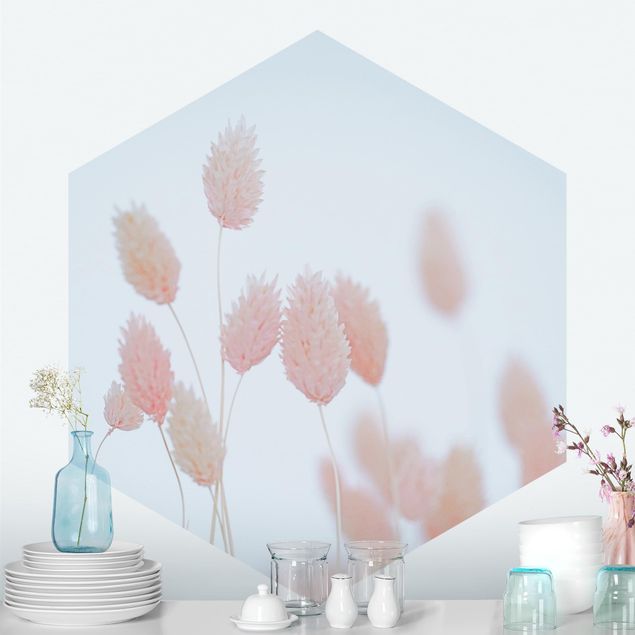 papel de parede moderno Grass Tips In Pale Pink