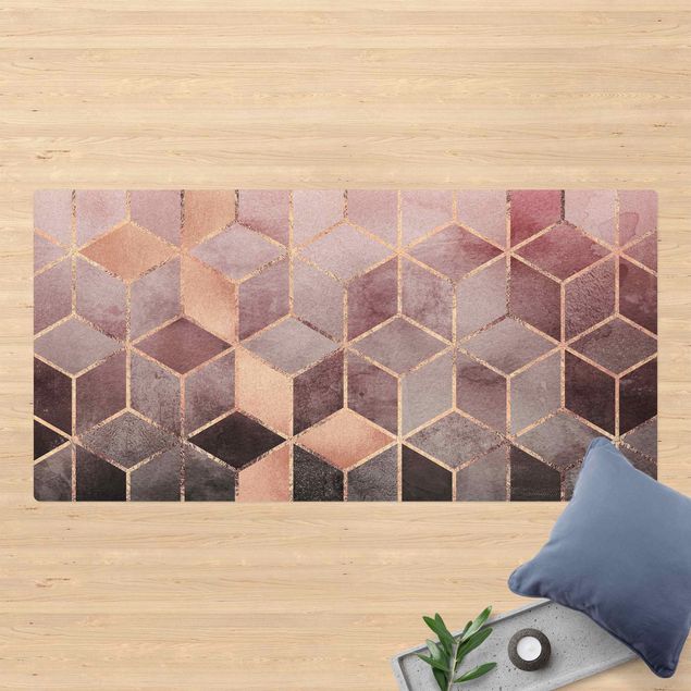 tapetes sala modernos Pink Gray Golden Geometry