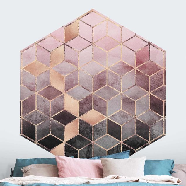 decoraçao cozinha Pink Gray Golden Geometry