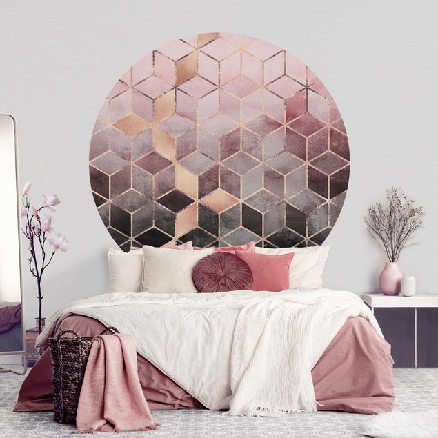 Papel de parede geométrico Pink Grey Golden Geometry