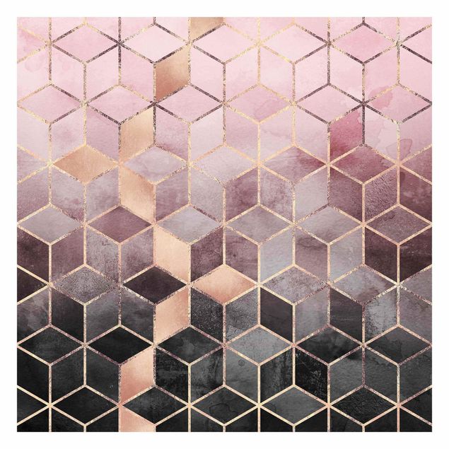 papel parede rosa Pink Grey Golden Geometry