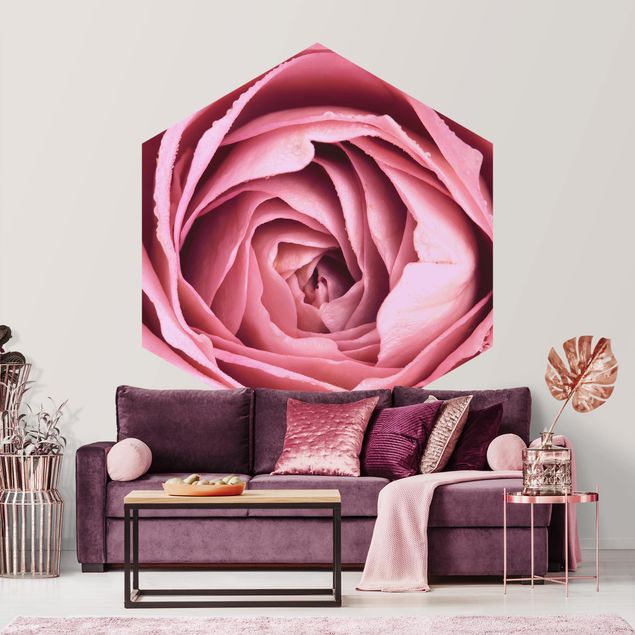 Papel de parede estilo rústico Pink Rose Blossom