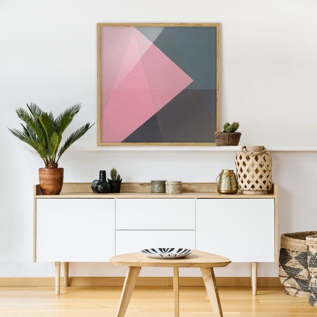 quadros abstratos para sala Pink Transparency Geometry
