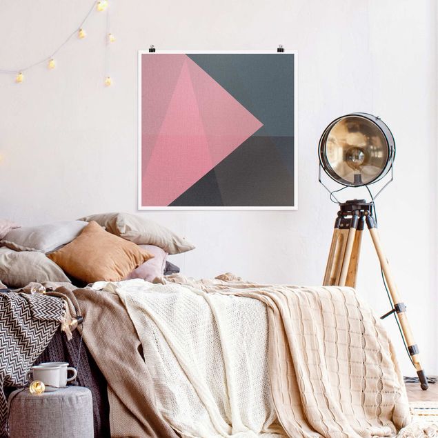 quadros abstratos modernos Pink Transparency Geometry