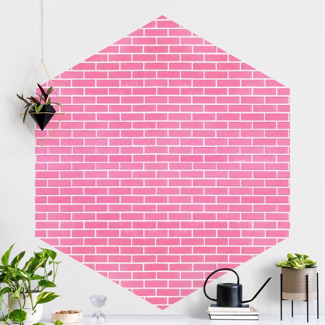 decoraçao para parede de cozinha Pink Brick Wall