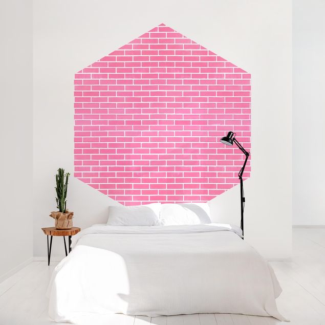 papel de parede para quarto de casal moderno Pink Brick Wall