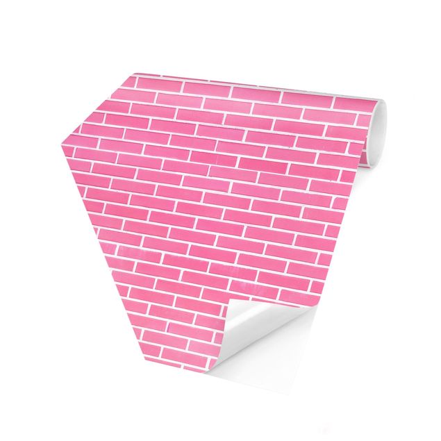 Papel de parede industrial Pink Brick Wall