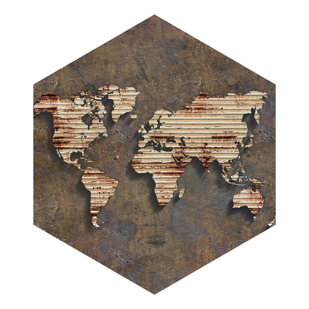 Papel de parede hexagonal Rust World Map