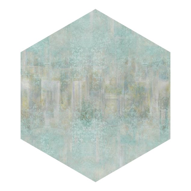 Papel de parede hexagonal Rustic Concrete Pattern Mint
