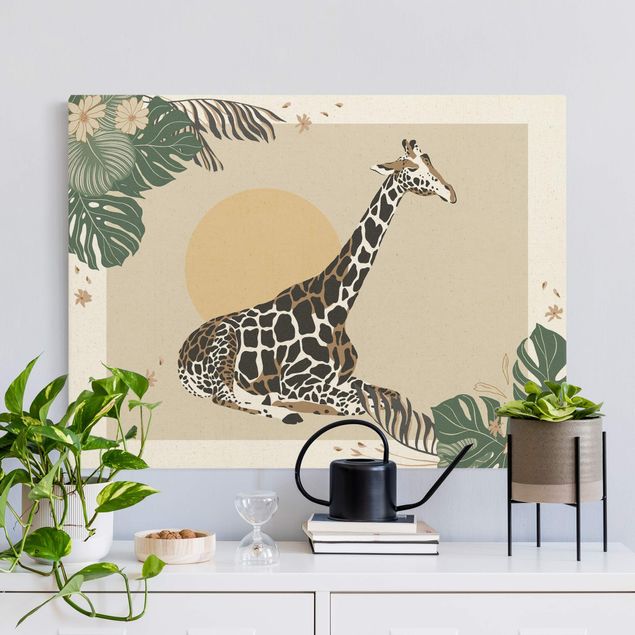 Telas decorativas girafas Safari Animals - Giraffe At Sunset