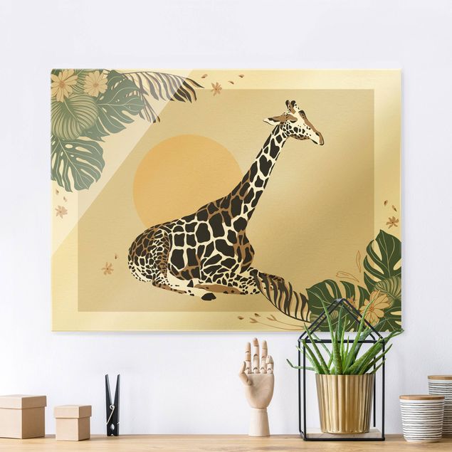 Quadros girafas Safari Animals - Giraffe At Sunset