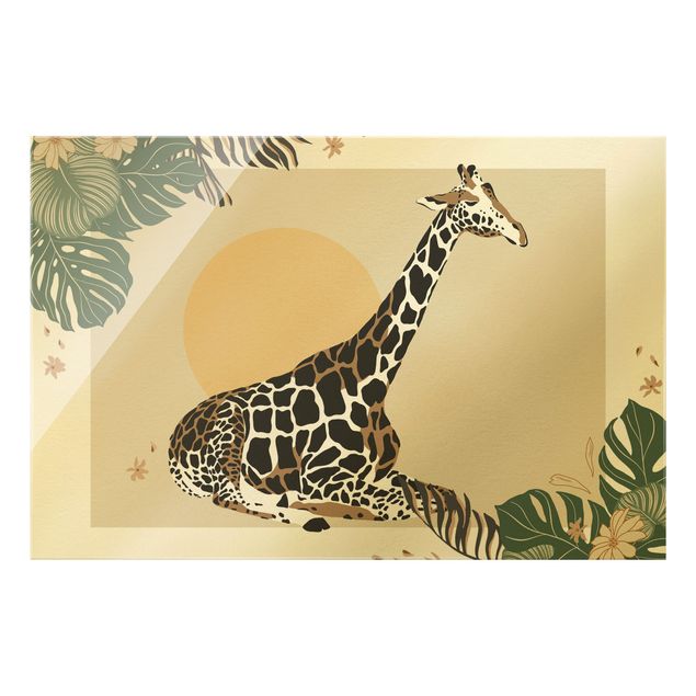 quadro com flores Safari Animals - Giraffe At Sunset
