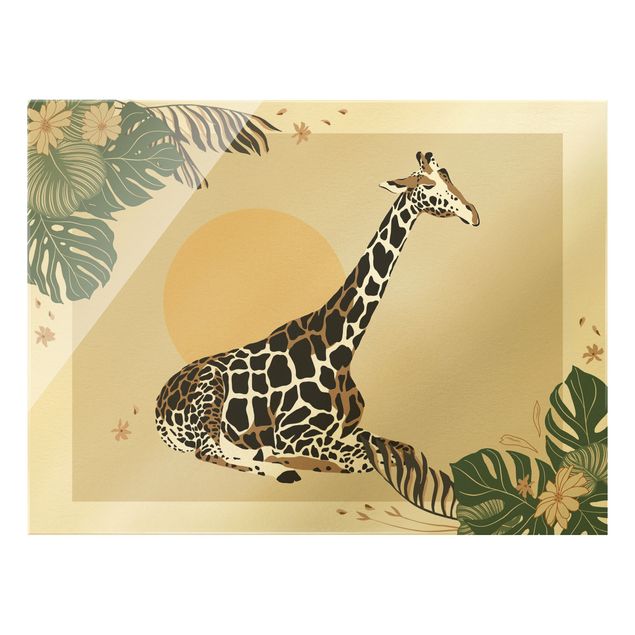 quadro com flores Safari Animals - Giraffe At Sunset