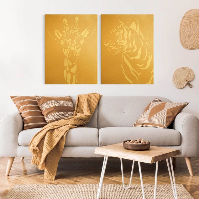 Telas decorativas tigres Safari Animals - Giraffe and Tiger Beige