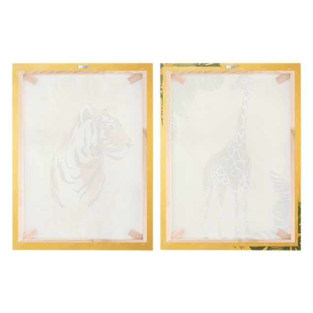 quadros para parede Safari Animals - Giraffe And Tiger