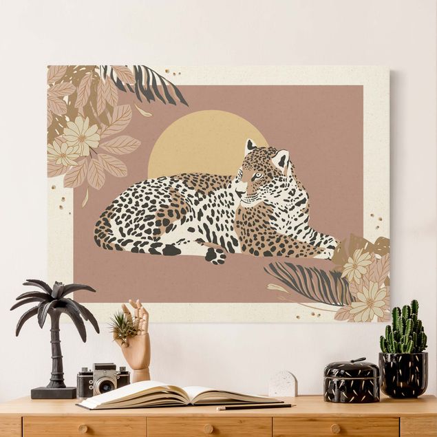Telas decorativas flores Safari Animals - Leopard At Sunset