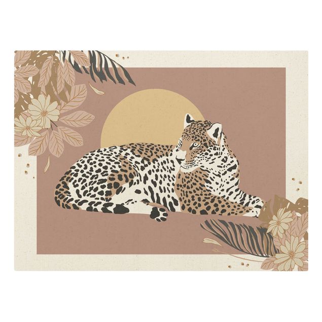 Quadros decorativos Safari Animals - Leopard At Sunset