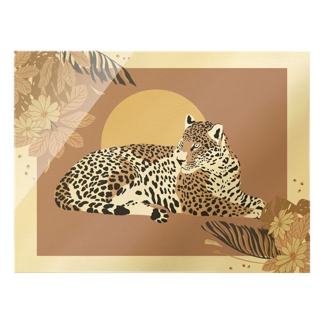 Quadros rosas Safari Animals - Leopard At Sunset