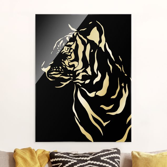 Quadros tigres Safari Animals - Portrait Tiger Black