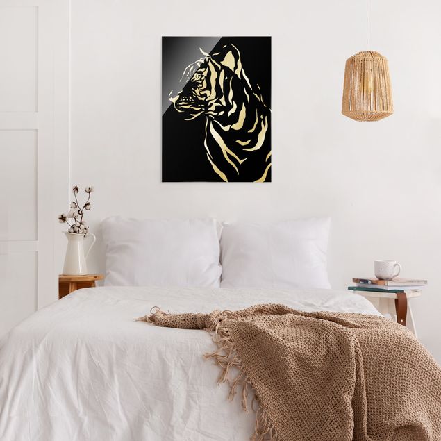 quadros modernos para quarto de casal Safari Animals - Portrait Tiger Black